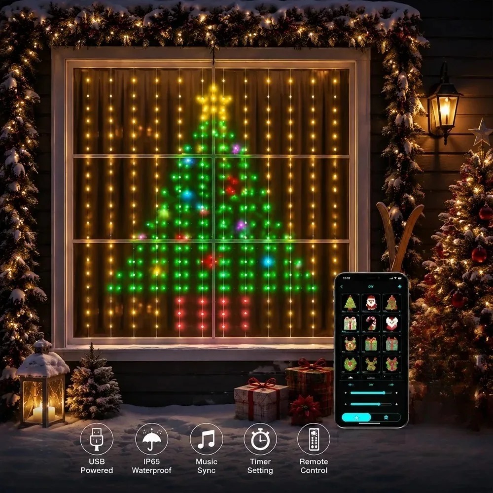 Home Lighting And Decor - Luzes de Cortina LED Pixel com