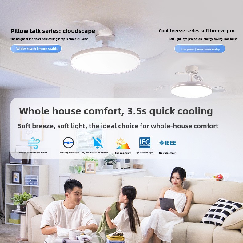 Decor Lighting Fans - Ventilador de Teto Simples com Luz,