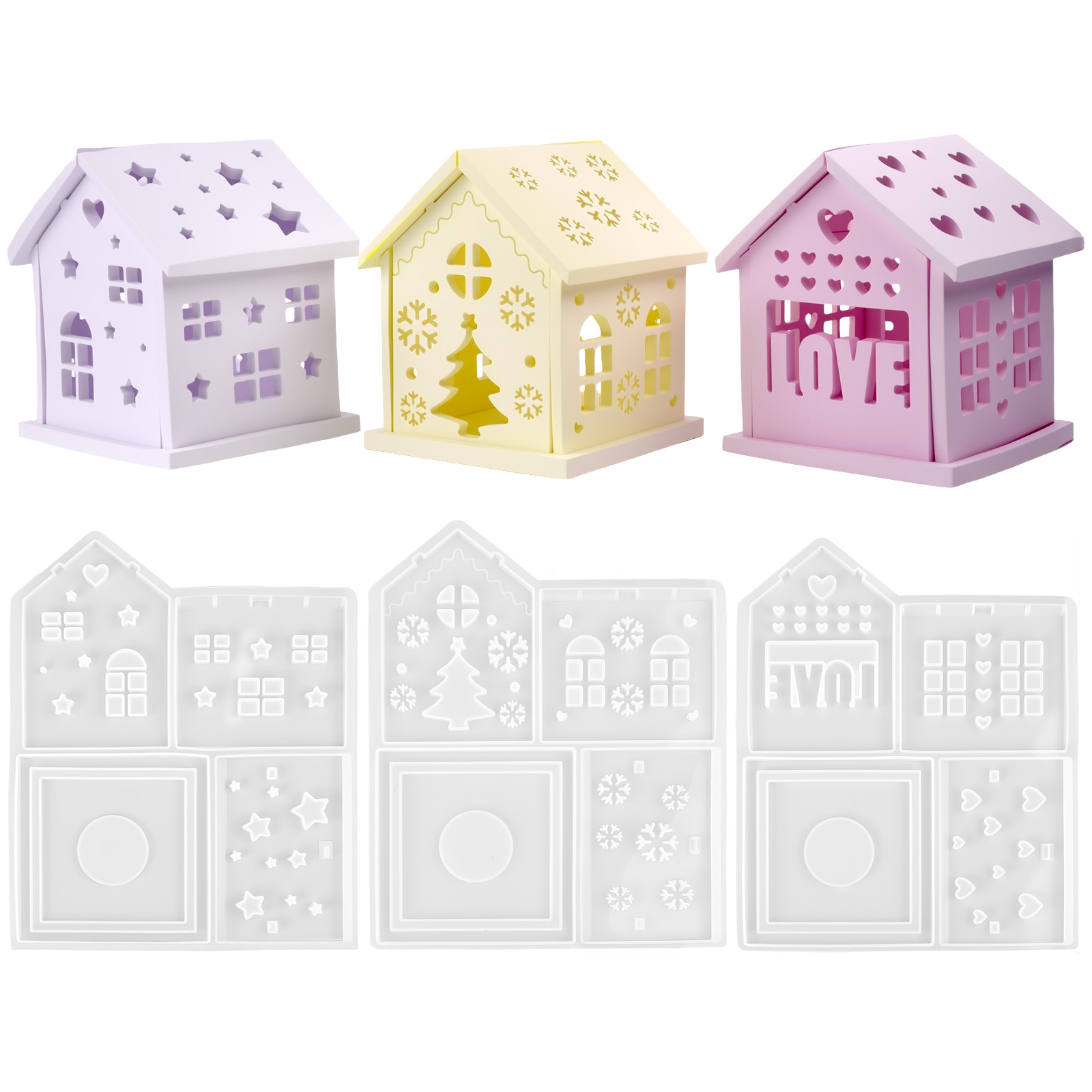 Casa 3d molde de silicone diy  - Candle Holder Set avaliação e preço