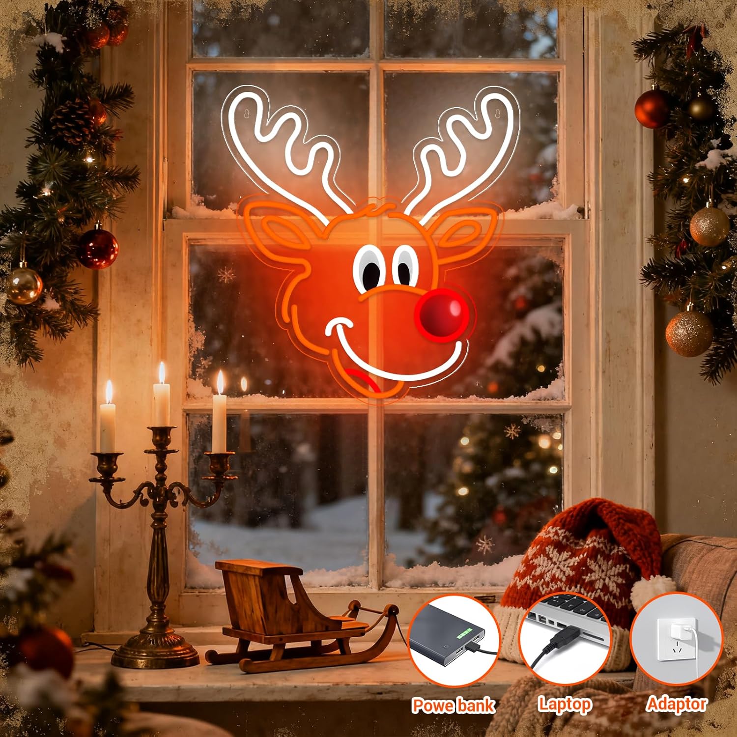 Sinal de néon de rena de natal - Lighting Home Decor Ideas avaliação e preço