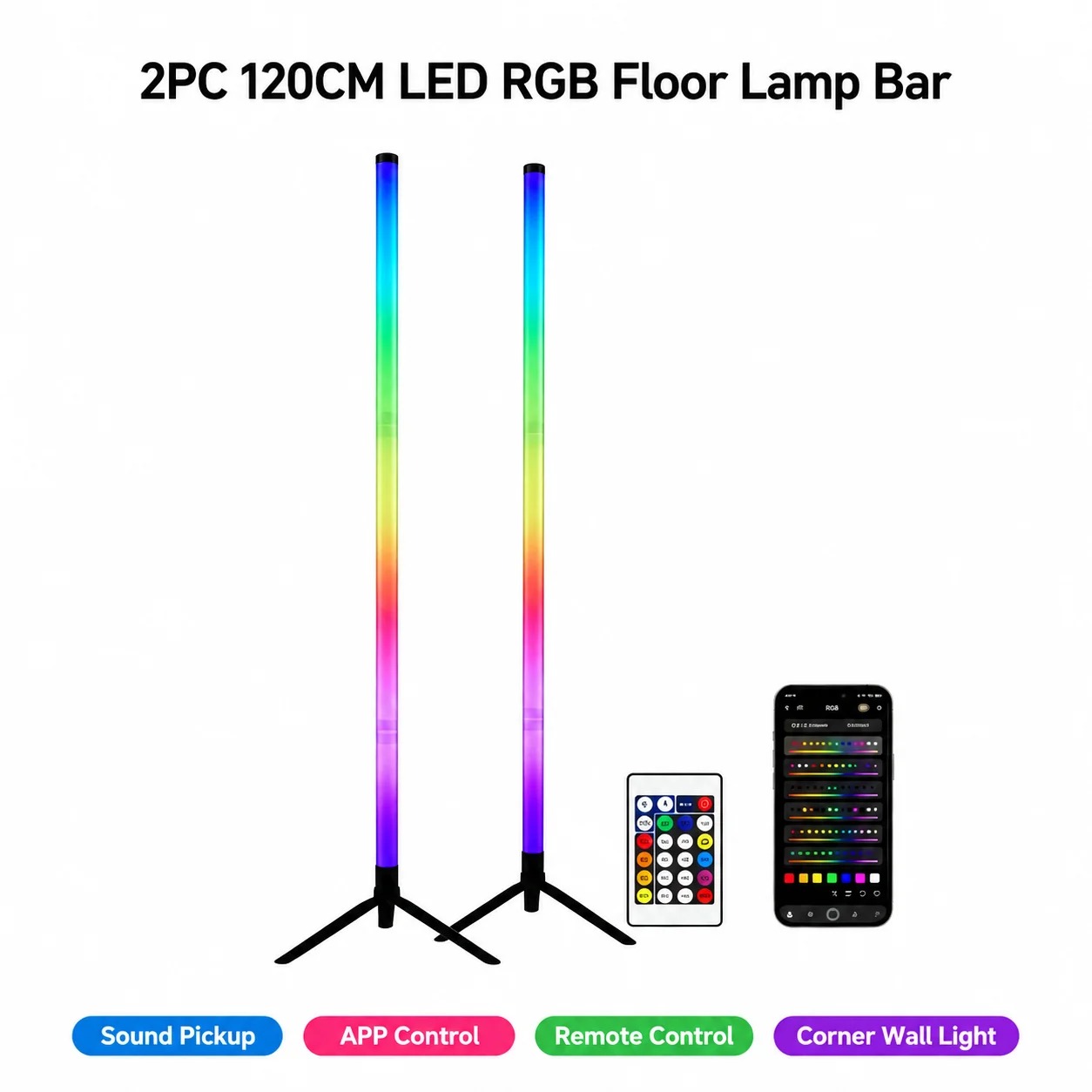 2PCS Luminária de Chão RGB de  - Home Lighting And Decor avaliação e preço