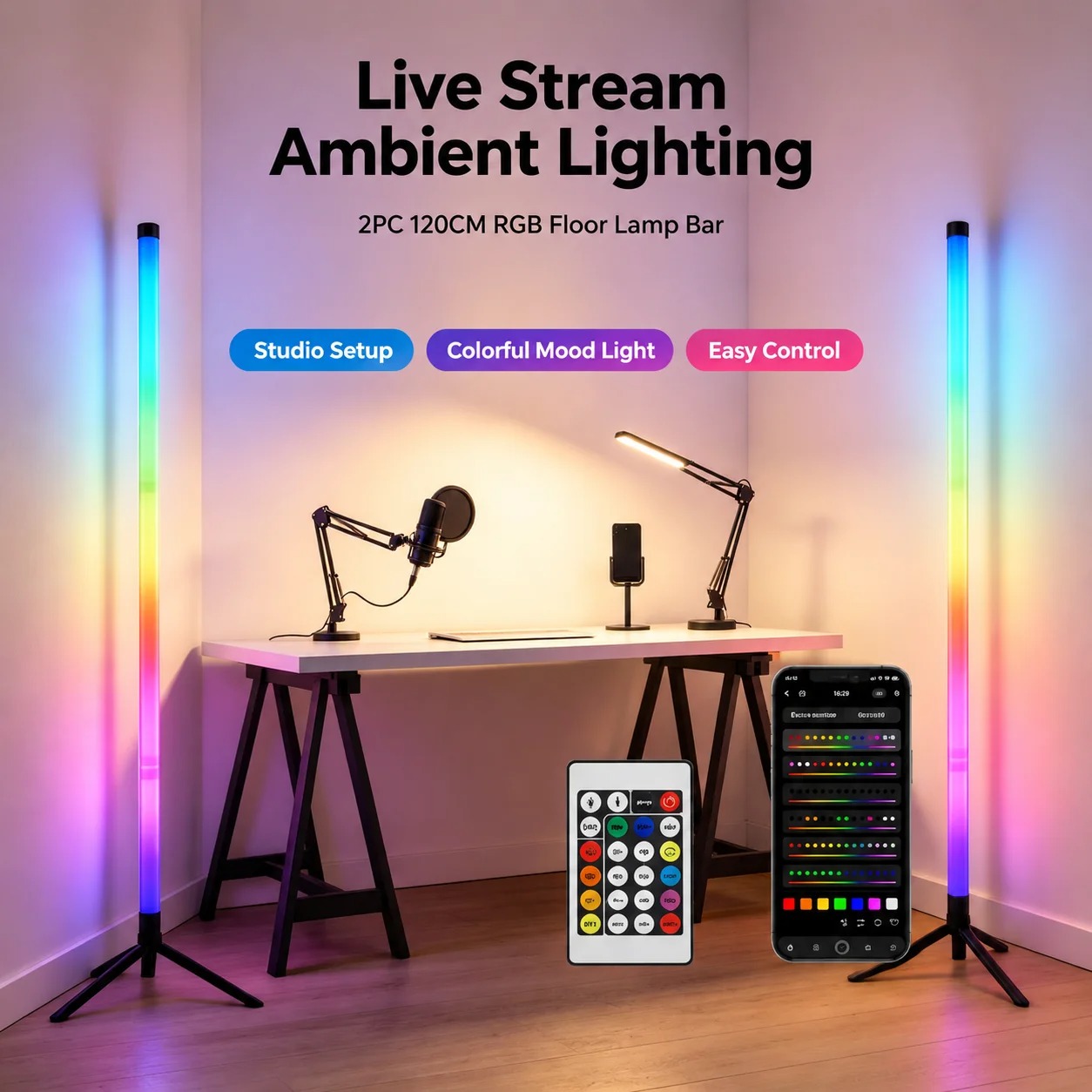 2PCS Luminária de Chão RGB de  - Home Lighting And Decor avaliação e preço